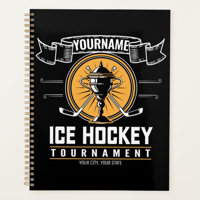 Personalised Ice Hockey Trophy Player Team Game   Planner (Front)