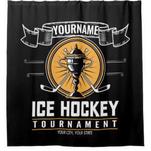 Personalised Ice Hockey Trophy Player Team Game   Shower Curtain