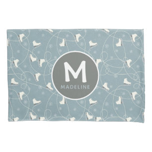 Personalised ice skate pattern pillowcase