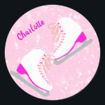Personalised Ice Skating Pink Kawaii Figure Skates Classic Round Sticker<br><div class="desc">Cute Ice Skates Original Design Sticker. Personalise it with your own text. Please see my other figure skating items in my store. Happy skating! *Hand-drawn ice skates design by me. All my designs are original! Only sold on my store. Follow me for continuous new characters!! ****Recommended: gift other people with...</div>