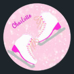 Personalised Ice Skating Pink Kawaii Figure Skates Classic Round Sticker<br><div class="desc">Cute Ice Skates Original Design Sticker. Personalise it with your own text. Please see my other figure skating items in my store. Happy skating! *Hand-drawn ice skates design by me. All my designs are original! Only sold on my store. Follow me for continuous new characters!! ****Recommended: gift other people with...</div>