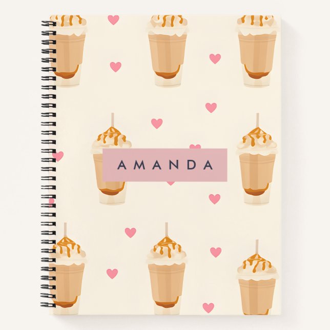 Personalised Iced Cappuccino Frappe Pattern Notebook (Front)