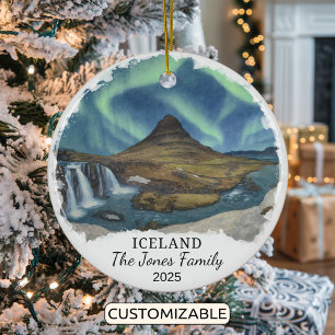Personalised Iceland Ornament, Iceland Ceramic Ornament
