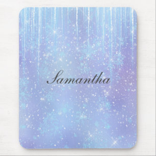 Personalised Icicle Snowflake Crystal Blue Purple Mouse Pad