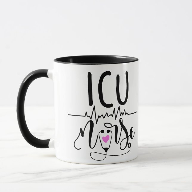 Personalised "ICU Nurse" (Blonde Hair Nurse)  Mug (Left)