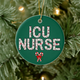 Personalised ICU Nurse Christmas First Year Gift Ceramic Ornament