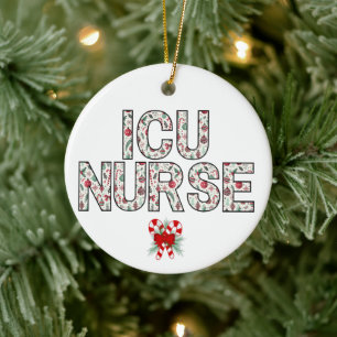 Personalised ICU Nurse Christmas First Year Gift Ceramic Ornament