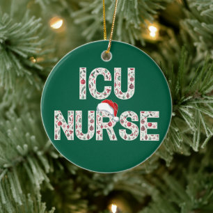 Personalised ICU Nurse Christmas Patterned Trendy  Ceramic Ornament