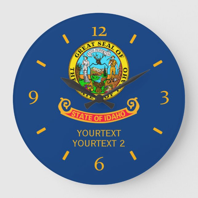 Personalised Idaho State Flag Design on Large Clock (Front)