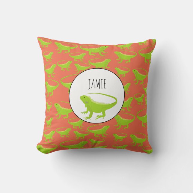Personalised Iguana Lizard Pattern  Cushion (Front)