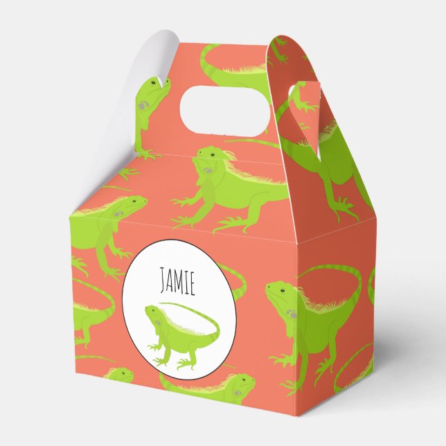 Personalised Iguana Lizard Pattern Favour Box (Front Side)