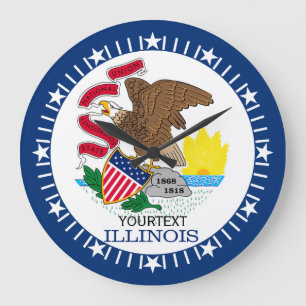 Personalised Illinois State Flag Design on Large Clock