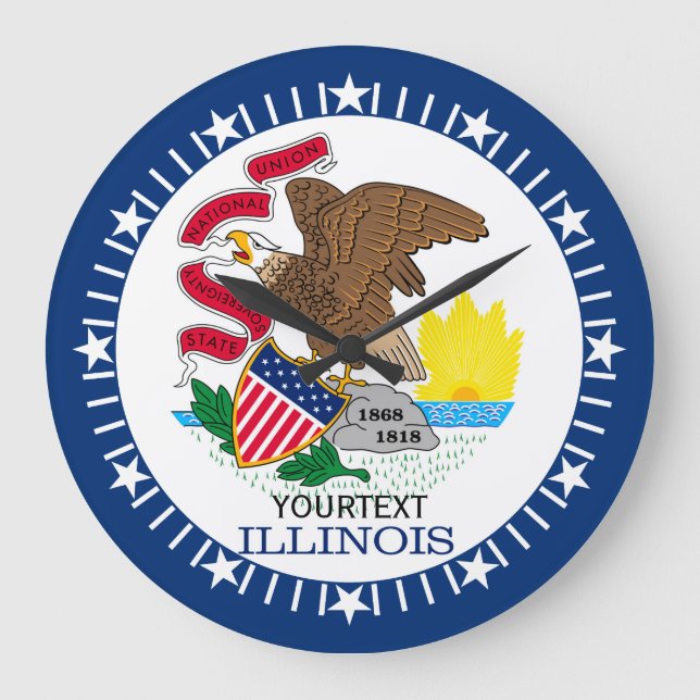Personalised Illinois State Flag Design on Large Clock (Front)