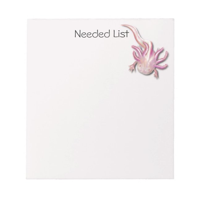 Personalised Illustrated Albino Axolotl Notepad (Front)
