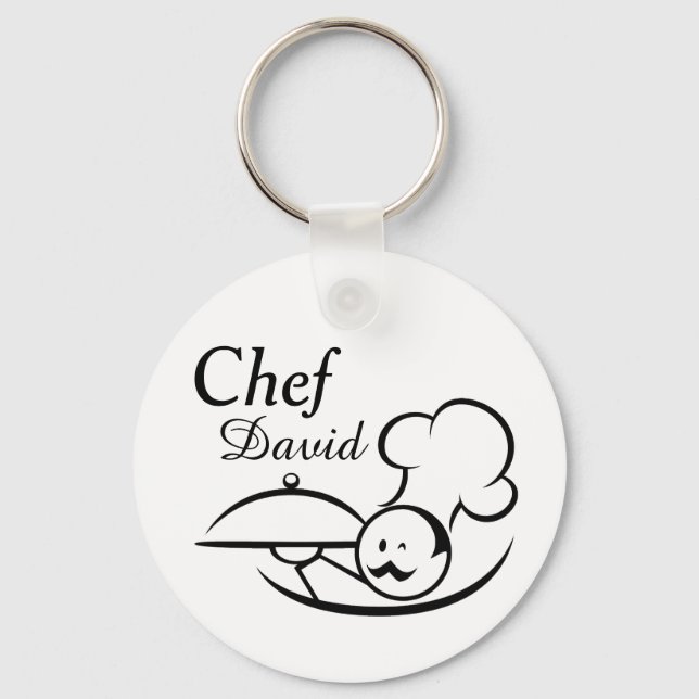 Personalised Illustrated Chef Key Ring (Front)