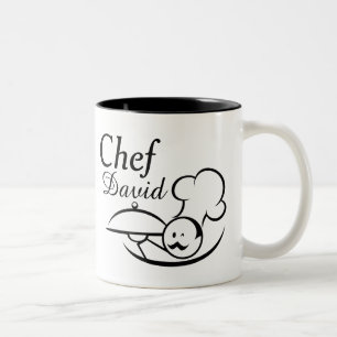 Personalised Illustrated Chef Two-Tone Coffee Mug