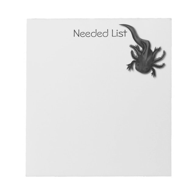 Personalised Illustrated Melanoid Axolotl Notepad (Front)