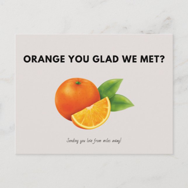  Personalised - Illustrated Oranges Grey Vintage Postcard (Front)