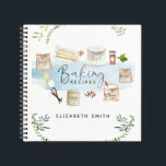 Personalised Illustrated Watercolor Baking Recipes Notebook<br><div class="desc">After making a chocolate cake with my granddaughter, I thought she might like a recipe binder to collect favourite recipes in as she grows up. She loved the idea, and this is the binder design I created for her, the little baker, transferred to a notebook. I hope you like it...</div>