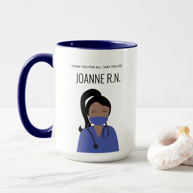 Personalised illustration Thank you Nurse Mug (With Donut)