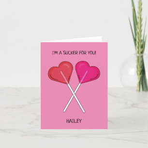 Personalised I'm a Sucker For You Heart Lollipop  Holiday Card