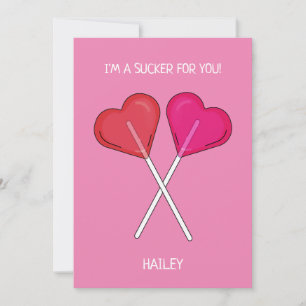 Personalised I'm a Sucker For You Heart Lollipop Holiday Card