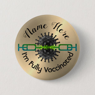 Personalised I'm Fully Vaccinated Pin Button Badge