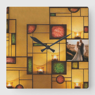 Personalised Image Multicolor Art Deco Design Square Wall Clock