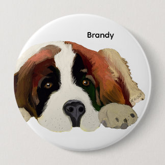 Personalised Image & Name or Buy As-Is St. Bernard 10 Cm Round Badge