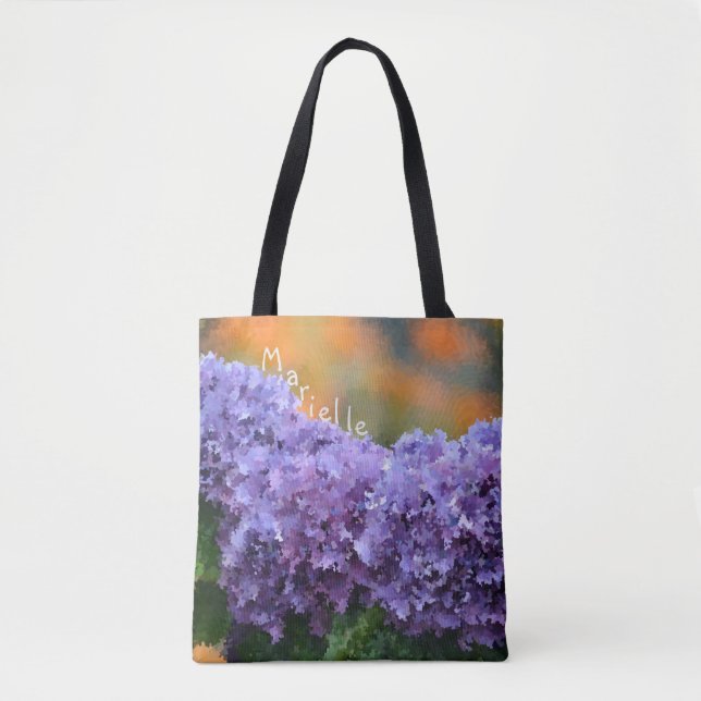 Personalised Impressionistic Hydrangea Tote Bag (Front)