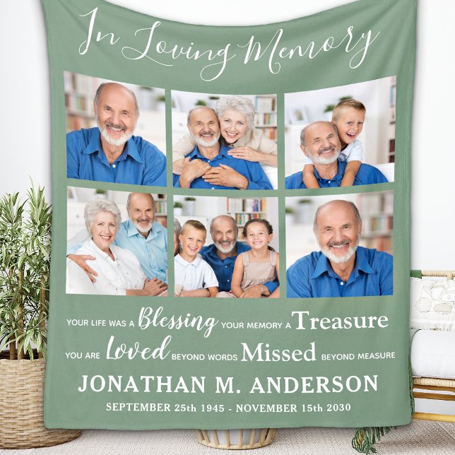 Personalised In Loving Memory 6 Photo Memorial Fleece Blanket (Creator Uploaded)