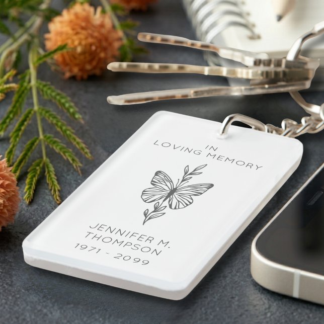Personalised In Loving Memory Butterfly  Key Ring (Personalized In Loving Memory Butterfly Keychain
)