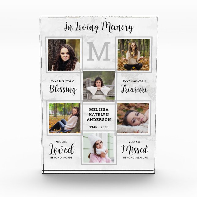 Personalised In Loving Memory Keepsake Memorial Photo Block (Front)