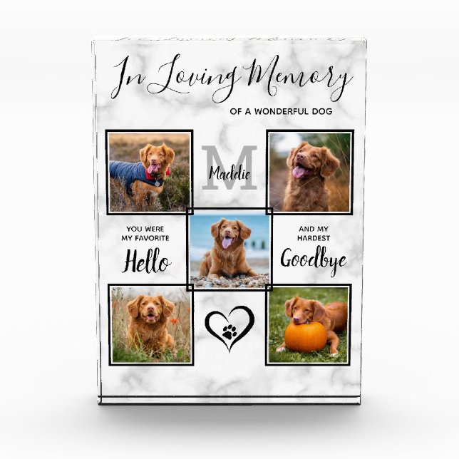 Personalised In Loving Memory Pet Memorial Collage Photo Block (Front)
