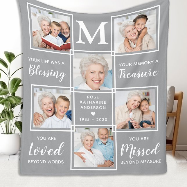 Personalised In Loving Memory Photo Collage Fleece Blanket (Creator Uploaded)