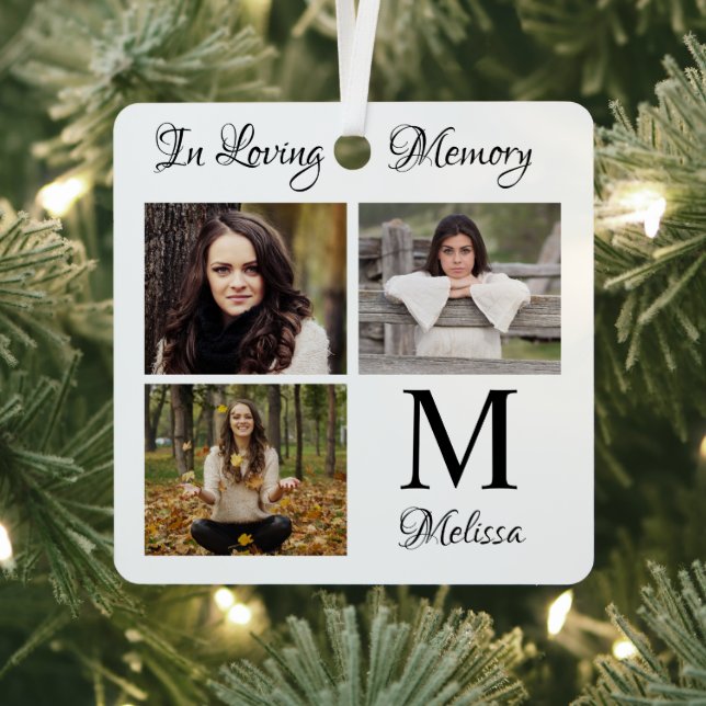 Personalised In Loving Memory Photo Collage Metal Tree Decoration (Insitu)