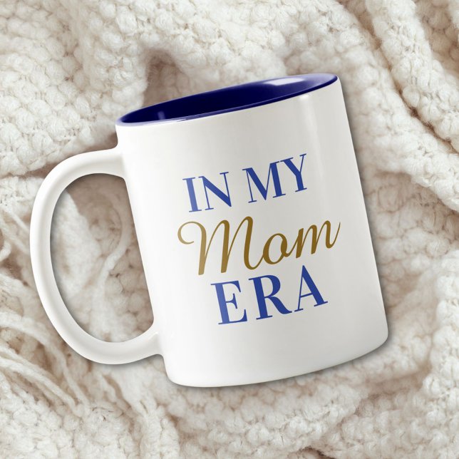 Personalised In My Mum Era Quote Mothers Day Two-Tone Coffee Mug (On a blanket)