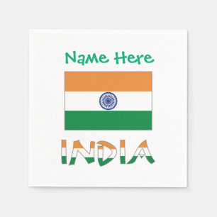 Personalised India Flag Cocktail Napkin
