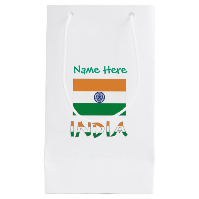 Personalised India Flag Favour or Small Gift Bag (Front)