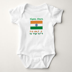 Personalised India Flag Gift Baby Bodysuit