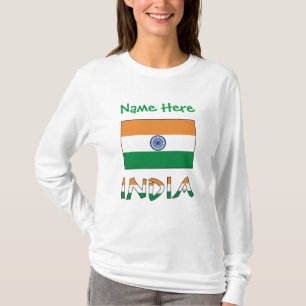 Personalised India Flag Gift Long Sleeve Women's T-Shirt