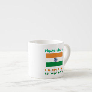Personalised India Flag Name Espresso Cup