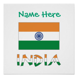 Personalised India Flag Name Poster