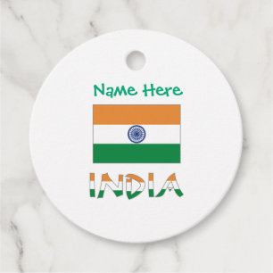 Personalised India Flag Round Favour Tags