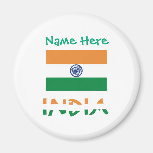 Personalised India Flag Round Magnet