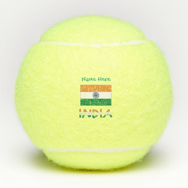 Personalised India Flag  Tennis Balls (Front)