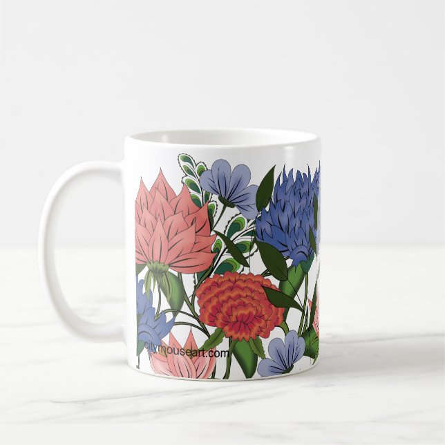 Personalised Indian Floral Coffee Mug (Left)