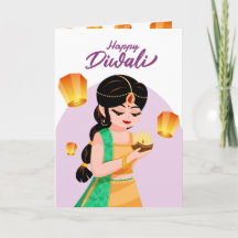 Personalised Indian Girl Diwali Floating Lantern