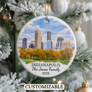 Personalised Indianapolis Ornament, Custom Indiana Ceramic Ornament