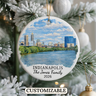 Personalised Indianapolis Ornament, Custom Indiana Ceramic Ornament